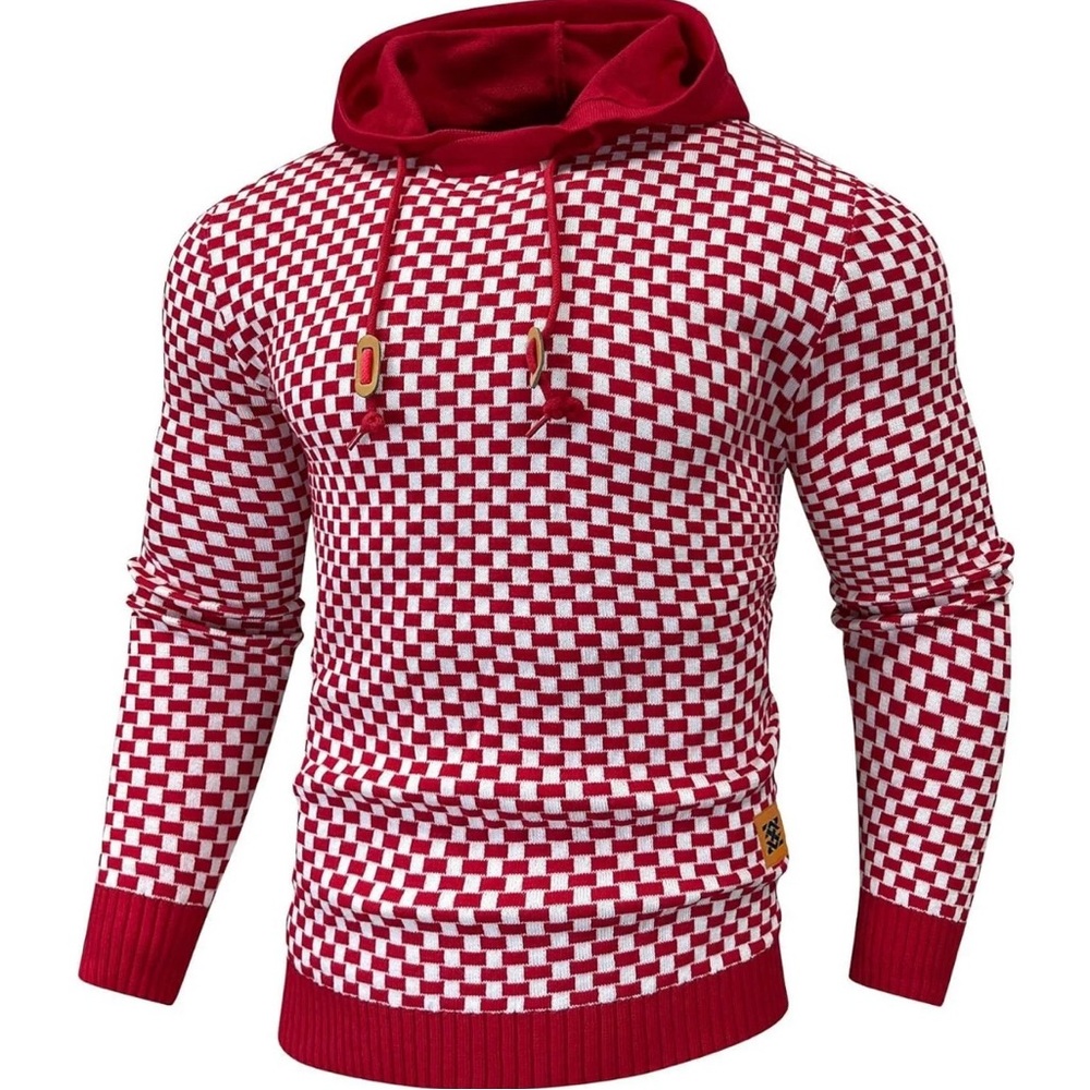 Red and White Checkered Hoodie